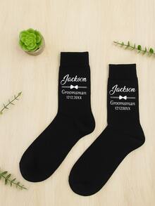 1 Paio di Calze Personalizzate per Testimoni di Nozze, Regalo per il Partito di Matrimonio, Calze con Combinazione di Lettere Formali per Testimoni/Testimone d'Onore, Accessori per Capelli per Donne - Stile C - Visualizzare 4
