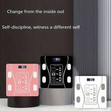 1个智能体脂秤，无线数字浴室秤，带LED显示屏，智能体重秤，数字体重秤，电池供电（AAA电池，不包含），身体成分分析仪，BMI秤，智能手机应用程序，适用于宿舍、健身房、测量设备、电子秤，家用、浴室、宿舍使用 - 粉色 - 查看 6