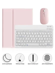 [Wireless Keyboard Case With Mouse] Wireless Bluetooth Keyboard Case With Detachable Wireless Mouse, Compatible With IPad Air 1/Air 2/Air 3/Air 4/Air 5/6, Compatible With IPad 5th/6th/7th/8th/9th/10th/11th Gen, Compatible With IPad Pro 12.9" (2020/2021/2022), Compatible With IPad Pro 11" (2018/2020/2021/2022), Galaxy Tab And Redmi Pad SE - Soft TPU Back Cover, Magnetic Detachable, With Pen Slot