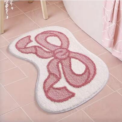 1 件人造羊毛地毯、蝴蝶结圣诞装饰地毯、秋冬人造羊毛地毯、小地毯、客厅地毯、入口地毯、卧室地毯、床边地毯、浴室地毯、装饰地毯