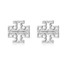 Tory Burch Classic Double T Logo Silver Earrings 80248 - Silver - View 2