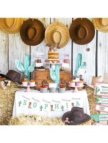 12pcs Western Cowboy Boot & Hat Glitter Cupcake Toppers, Country Cowboy Theme Cupcake Picks, Suitable For Rodeo Birthday Party Decor - Cowboy - View 6