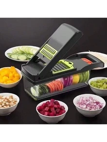 16PC Multifunctional Vegetable Cutter, Fruit Slicer, Handheld Food Grinder, Onion Grinder, Potato Cutter With Container, Space-Saving Kitchen Gadgets For Easy Meal Preparation, Kitchen Accessories - Transparent - View 5