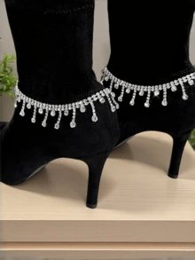 1pc Luxury Diamond Chain, High-Heel Shoes Accessories, Premium Sparkling Rhinestone Chain Shoe Decor, New Chic & Versatile Jewelry