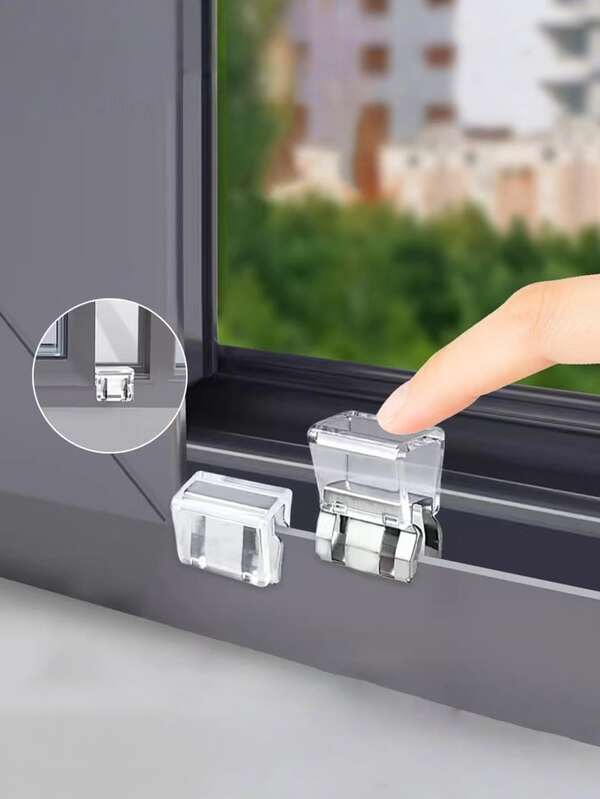 6pcs/Set Protection Window Locks, Avoid Punching And Anti-Pinch, Adjustable Door And Window Sliding Limiters, Easy To Install, No Drilling Required, Durable Structure, Outdoor Door Window Locks