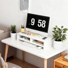 モニター台 パソコン台 組立簡単 滑り止め 2段収納 「人間工学デザイン！姿勢改善」幅50cm モニタースタンド 50ⅹ25ⅹ14 耐荷重40kg パソコンラック キーボード収納 PCラック プリンタ台 卓上 収納 工具不要 耐荷重設計 - ホワイト - チェックする 4