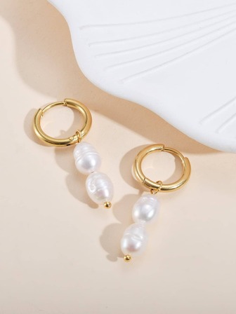 Pärldekor Hängande Örhängen