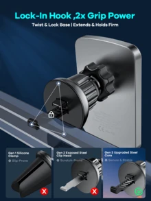 REMAX 15W无线快充车载充电器 | 超强磁吸设计，单手操作 | 360°旋转，稳固快充支架，车载配件；汽车用品，中控台手机支架；通用导航支架；兼容iOS/安卓系统 - AZ-C07磁吸款 - 查看 6