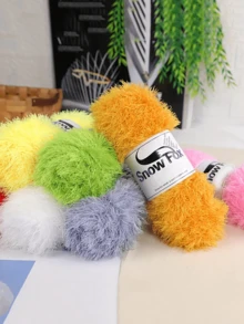 人造毛皮纱线，粗线，手工编织睫毛纱线，仿貂毛花式纱线，厚羊毛手工编织纱线，柔软纱线，DIY钩编纱线，适用于衣服、帽子、围巾、毯子，舒适蓬松的毛皮纱线，毛绒纱线，手工钩编爱好者，母亲节礼物，生日装饰 - 彩色 - 查看 2