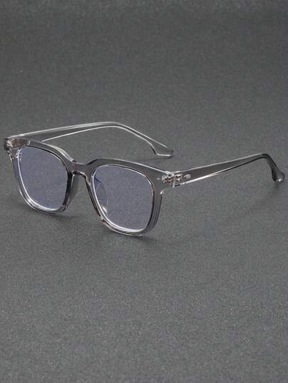 1pc Men's Geometric Frame Rivet Minimalist Clear Lens Glasses, Retroy Casual Glasses Suitable For Computer, Decoration, Daily Wear