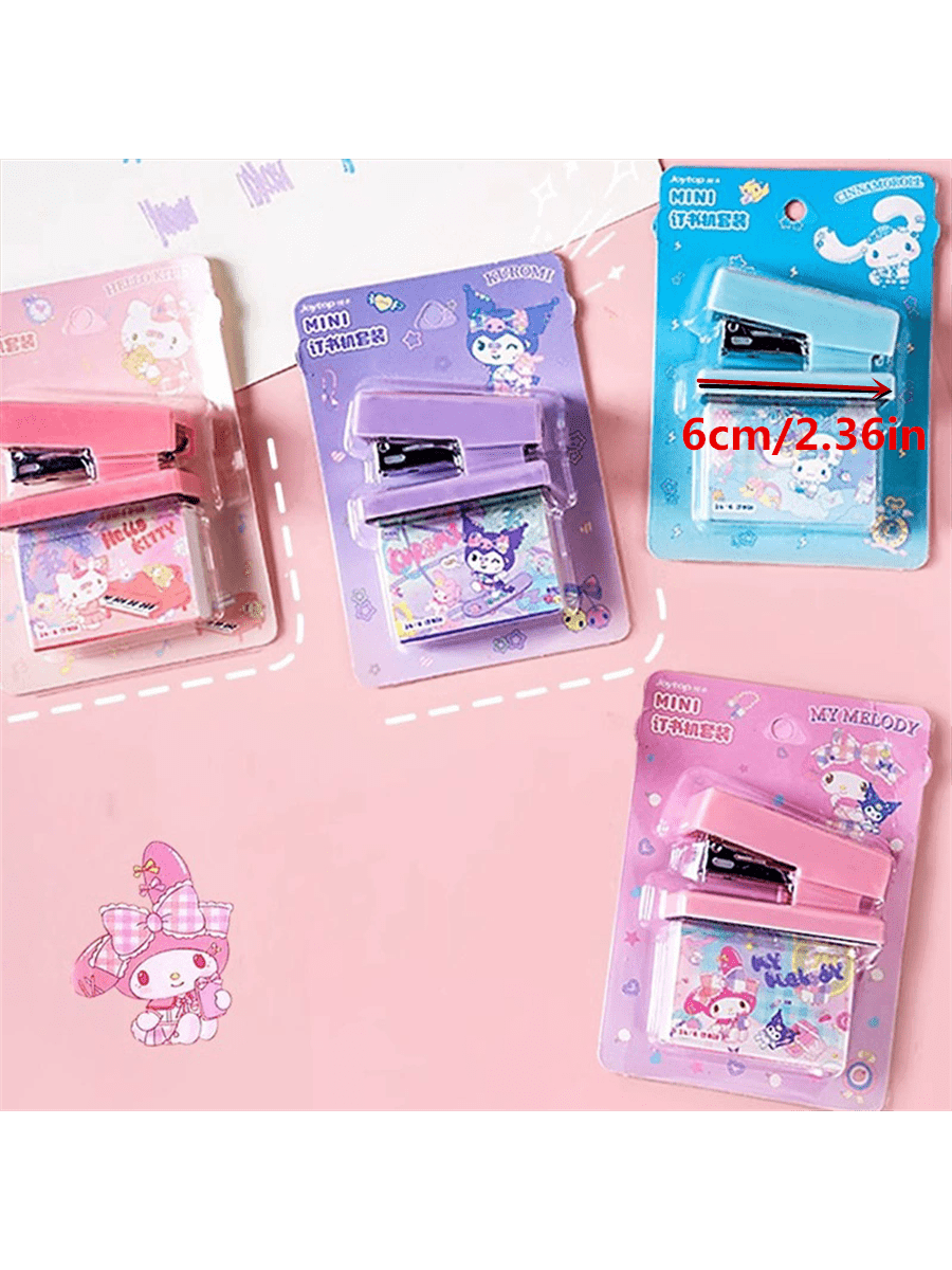 Sanrio [Authorize] Sanrio Cartoon Stapler Mini Small Set Cute Student Stationery Multi Functional Binding Machine Nailing Exam Paper