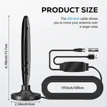 2026 New 150 Mile Range Digital TV Antenna - Supports 720p 1080p 4K 8K - Includes 16.4ft Coaxial Cable - USB Powered, Local Channel Digital Smart TV Antenna, No Battery Required - Black - View 2