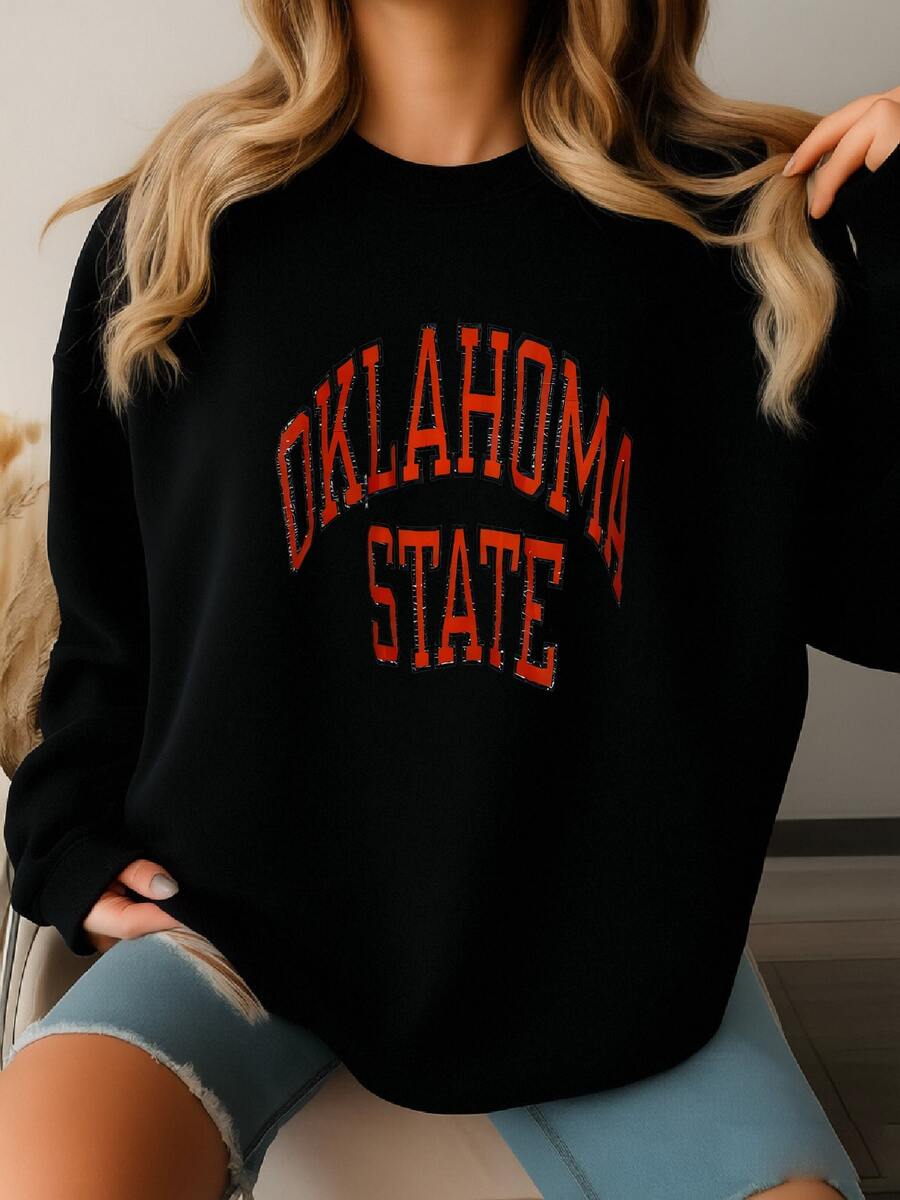 Vintage 1990's Oklahoma State Reverse Stitch Champion Pullover Sweatshirt - 黑色 - 查看 1
