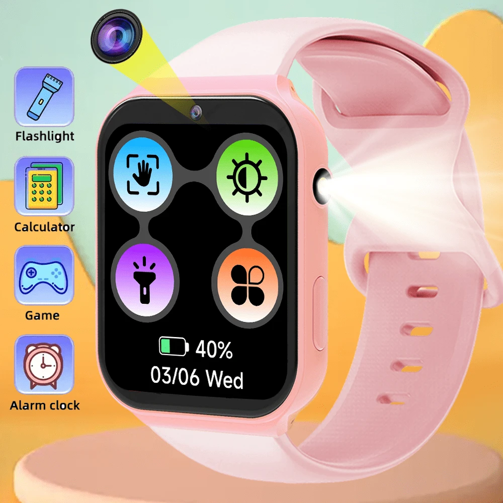 The ERUN 2025 New Kids Touchscreen Smartwatch Features A 1.83-Inch HD Display, A 300mAh Battery, Dual-Pin Charging, A Silicone Strap, USB Charging, A Comfortable And Soft Adjustable Wristband, And Is Lightweight And Portable. It's A Smart Wearable Device With Features Including: Multiple Menu Languages, 18 Games - Multicolor - View 1
