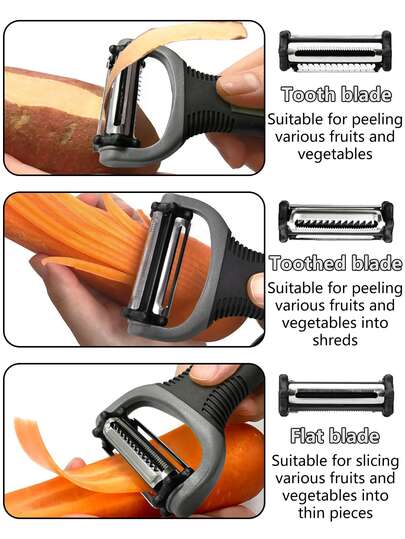 厨房用土豆苹果蔬菜削皮器（1/2件装），I型和Y型削皮器，适用于水果蔬菜、土豆、胡萝卜、黄瓜，三合一旋转刀片设计，带切丝功能