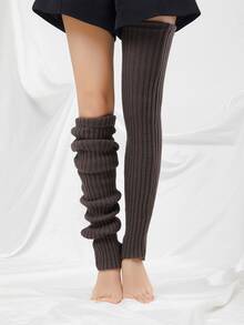 1 par de cubrecalzas de punto extra largos, cálidos y antideslizantes para mujeres