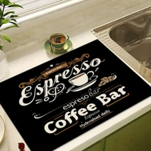 1 pezzo Tappetino assorbi acqua per macchina da caffè, tappetino da tavolo per asciugare la biancheria da tavola, tappetino in diatomite da cucina e sala da pranzo, tappetino da asciugare i piatti con stampa di caffè, lavabile, antiscivolo e drenante, adatto per la cucina e il bar del caffè