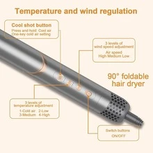 200万负离子8合1热风梳套装：直发器、自动卷发器、吹风机。高功率、快速加热、11万转/分钟无刷电机、旋转式造型器、热风梳、吹风机、双头卷发棒。强力卷发、快速干发、直发工具，适合所有发质。节日和生日的绝佳礼物。 - 查看 7