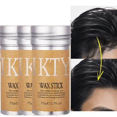 3支装天然迷迭香提取物发蜡棒，不油腻，控制毛躁，速干，柔顺，适合打造刘海和卷发发际线造型，适用于所有发质的临时造型产品