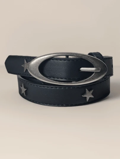 1 chiếc thắt lưng nữ đính sao, kiểu dáng Gothic Punk cổ điển màu bạc, thắt lưng quần jeans đa năng phù hợp cho các lễ hội âm nhạc, Giáng sinh, trang phục Ramadan và trang trí.