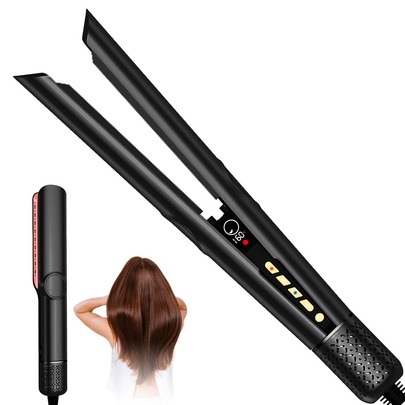 UKLISS Alisador de Cabelo e Secador de Cabelo Iônico 2 em 1, Fluxo de Ar de Alta Potência + Aquecimento Rápido + 3 Configurações de Temperatura + Visor LCD e Desligamento Automático + Adequado para Todos os Tipos de Cabelo, Ótimo para Presentes de Férias e Viagens. Ferramenta de Styling Multifuncional (Cinza Dourado/Preto Rosa Dourado)