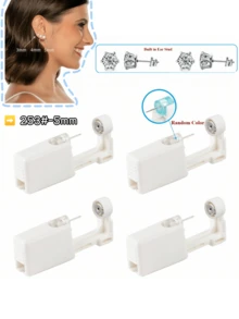 4 Packs Ear Piercing Kit Disposable Ear Piercing Gun Self Ear Piercings Gun Kit Tool With Cubic Zirconia Stud Earrings,At Home Self Ear Piercer Kit - White Or Pink - View 15