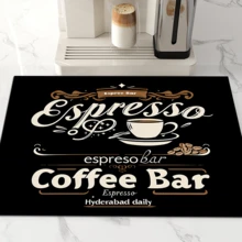 1 pezzo Tappetino assorbi acqua per macchina da caffè, tappetino da tavolo per asciugare la biancheria da tavola, tappetino in diatomite da cucina e sala da pranzo, tappetino da asciugare i piatti con stampa di caffè, lavabile, antiscivolo e drenante, adatto per la cucina e il bar del caffè