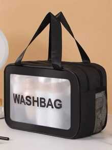 Large Double-Layer Waterproof Makeup Bag - Blue - View 7
