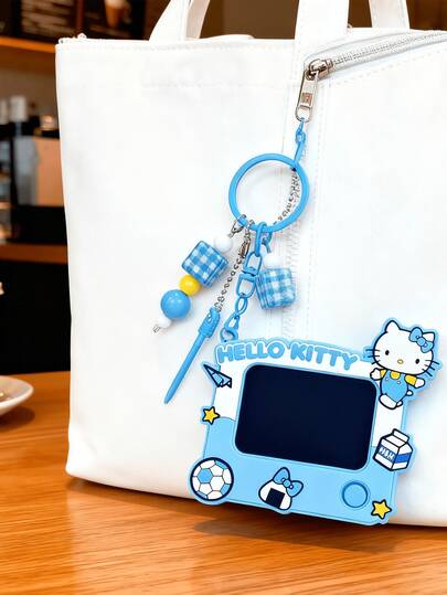 Hello Kitty Blue Graffiti Drawing Board Keychain - Vibrant Blue Design With Adjustable Straps & Detachable Pouch, Creative Keychain For Daily & Travel Use, Stylish Decor For School & Office Bags, Features A Fun Drawing Board For Creative Expression, Compact Size For Easy Carrying, High-Quality Materials Ensure Durability And Longevity, Add A Playful And Colorful Touch To Your Keys And Belongings, Ideal Gift For Girls & Sanrio Lovers