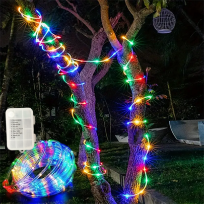 1pc IPX4 Waterproof LED Light String, Outdoor LED Fairy Lights, Christmas & Festival Decor Lights, 8 Lighting Modes, LED String Lights, Battery-Powered, Suitable For Gardens, Weddings, Parties, Christmas & Holiday Decorations, Outdoor Decor Lighting, Indoor Light Strings (Battery Not Included)