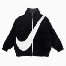 Nike Women's Reversible Oversized Logo Sherpa Fleece Jacket, Thick - Black - View 7