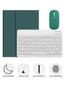 [Wireless Keyboard Case With Mouse] Wireless Bluetooth Keyboard Case With Detachable Wireless Mouse, Compatible With IPad Air 1/Air 2/Air 3/Air 4/Air 5/6, Compatible With IPad 5th/6th/7th/8th/9th/10th/11th Gen, Compatible With IPad Pro 12.9" (2020/2021/2022), Compatible With IPad Pro 11" (2018/2020/2021/2022), Galaxy Tab And Redmi Pad SE - Soft TPU Back Cover, Magnetic Detachable, With Pen Slot