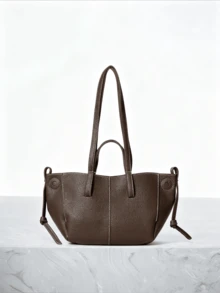 CHICVUE New Fashion Casual Simple Large Capacity Tote Brown Handbag, New Arrival Tote Bags For Woman Winter Gifts - Coffee Brown - View 2