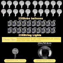 10/20pcs LED Lights With 20inch LED Light Up Bobo Balloons String Lights Transparent Balloons For Birthday Wedding Christmas Party Graduation Season Decorations, Best For Christmas - 彩色 - 查看 10