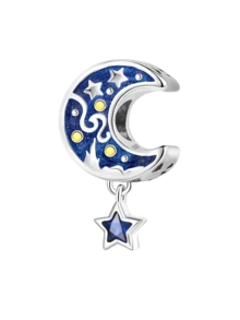 1件时尚月亮梵高画作珠子吊坠，适合女性手链、手镯DIY首饰制作和日常穿搭搭配首饰装饰，适合女孩 - 串珠集合 - 查看 13