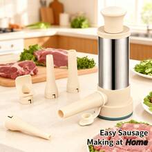 304不锈钢手动灌肠器和肉丸制作器，多功能厨房工具，可制作虾丸、鱼丸，易于清洗 - 卡其色 - 查看 10