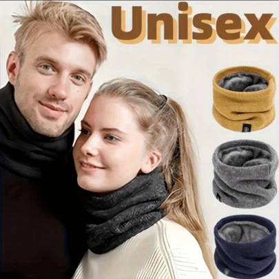 1pc Elegant Solid Color Polyester Scarf, Unisex Outdoor Warm Thermal Lined Neck Gaiter, Winter Knitted Neck Warmer Face Mask For Men & Women, Versatile - With Thermal Lined - Stretchable Knit Neck Warmer - For Outdoor Use - 80% Polyester 20% Elastane - Machine Washable (Inner Fleece Color May Vary Slightly From Image)