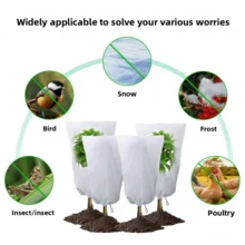1pc Autumn/Winter Plant Cold Protection Cover, Bottom Drawstring Tree Insulation Cover, Durable Non-Woven Fabric Plant Protection Cover, Flower Pot Anti-Insect Cover, Garden Frost Protection Cover - Multicolor - View 7