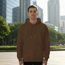 Moletom Canguru Cruz Gótica Flanelado Unissex Streetwear Estilo Urbano Inverno Capuz Bolso Confortável - Marrom - Visão 2