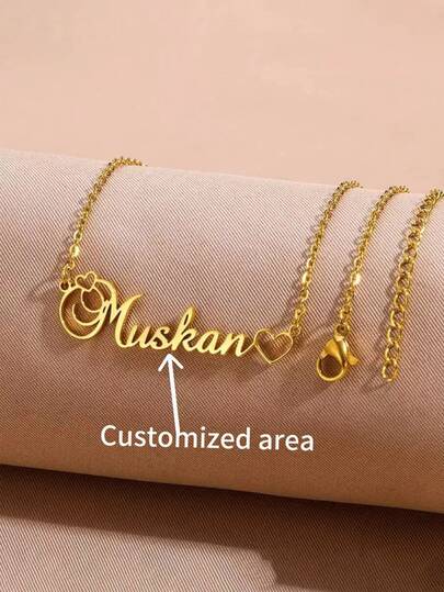 1pc Girls Personalized Necklace - Custom Heart Pendant With Name, Stainless Steel Jewelry Gift, Suitable For Anniversary Wedding Valentine's Day Gift - Year-Round Everyday And Special Occasion Chain Necklace, Pendant Necklace, Elegant Design, Exquisite Craftsmanship, Romantic Necklace