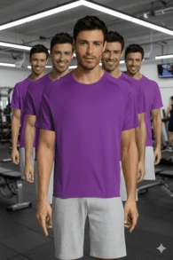 THEGEWA 5 Breathable Sports T-Shirts, Different Colors, Various Sizes, From XS To 3XL - Purple - View 2
