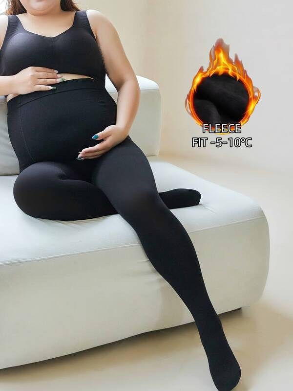 Medias de maternidad talla grande 200g - Medias térmicas antideslizantes para embarazadas en negro