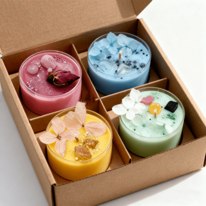 Premium Aromatherapy Candle Gift Box | Contains Natural Crystals And Four Scented Combinations, Scented Candles, Jar Candle, Suitable For House Cleaning, Fresh Air, Yoga, Gatherings, Home Decoration, Wedding Souvenirs, Giving Gifts To Lovers, Friends, Christmas And Other Holidays