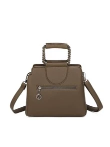 LaytonVivian L015 Classic Edition Women's Bag With Chain Strap And Minimalist Structured Design, Elegant And Sophisticated, In Premium PU Leather, With Zipper Opening, Adjustable Side Handle And Reinforced Hand Strap - Ideal For Work, Outings And Daily Events. - 綠色 - 查看 5