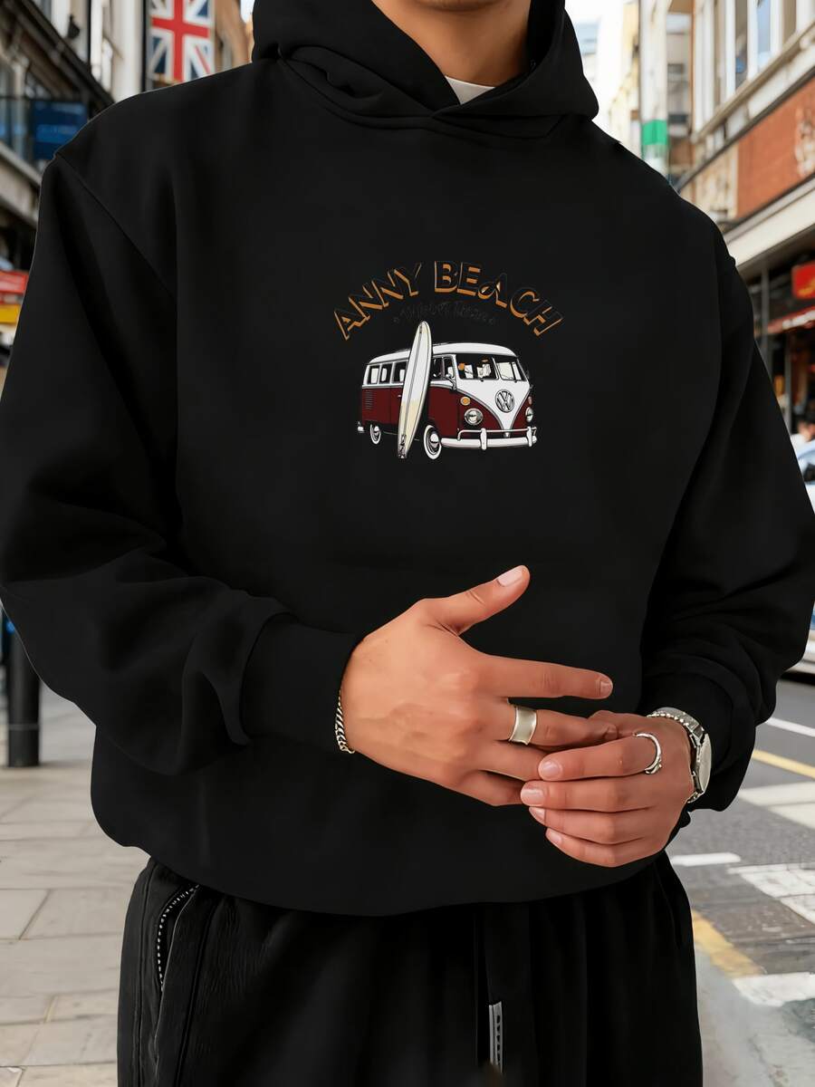 Sudadera con capucha para el lugar de trabajo, casual, para hombres, sudadera con capucha que no aprieta, cómoda para estar sentado por mucho tiempo. - Negro - Ver 1
