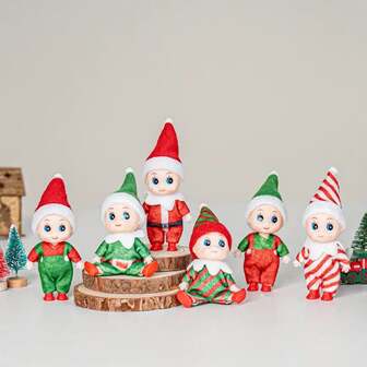 6 st julänglar skrivbordsprydnader juldekorationer utan elektricitet