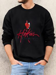 Mens Vintage 90's Rare Virginia Tech Hokies University  Crewneck Sweatshirt Large/Xl Sweatshirt - 黑色 - 查看 1