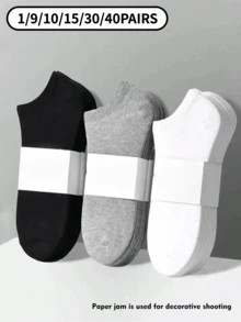 1/9/10/15/30/40 Pairs Solid Color Unisex Socks, Soft And Lightweight Low Cut Ankle Socks For Men And Women