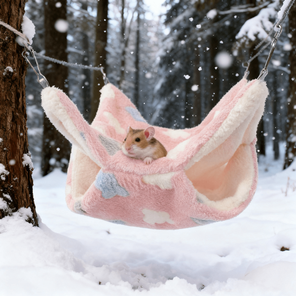 1 pieza Nido colgante de peluche suave con diseño de nube, ideal para hámsteres, cobayas, loros y otras mascotas pequeñas en otoño e invierno