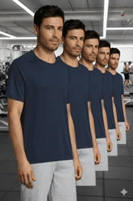 THEGEWA 5 Breathable Sports T-Shirts, Different Colors, Various Sizes, From XS To 3XL - Navy Blue - View 12